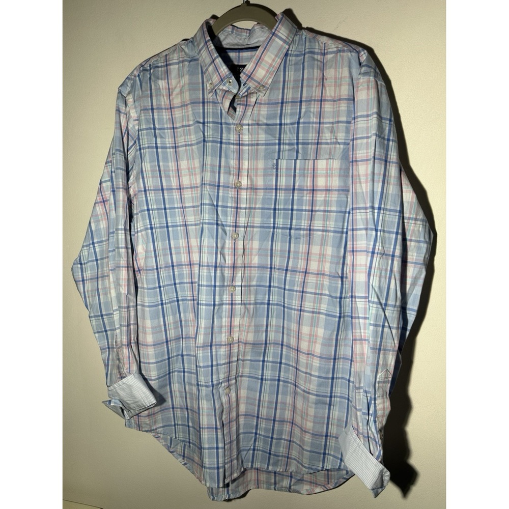 Izod Long Sleeve Plaid Button Front Men's Shirt Size Large Pre-Owned Good